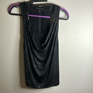 Black and silver cowlneck tank